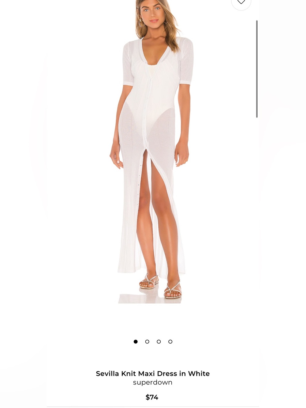 NWOT Revolve Superdown White Knit Maxi Cover-Up Dress with Front Slit